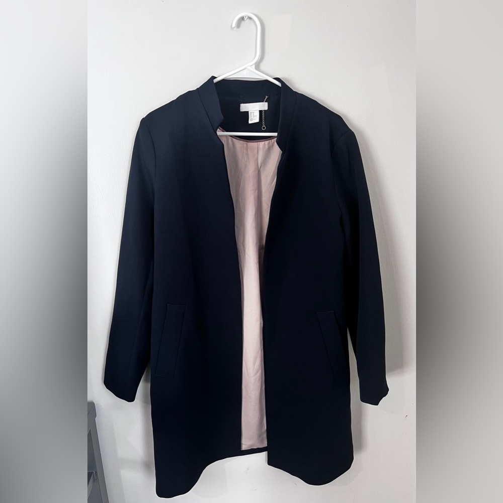 H&M Navy Blazer With Pink Lining